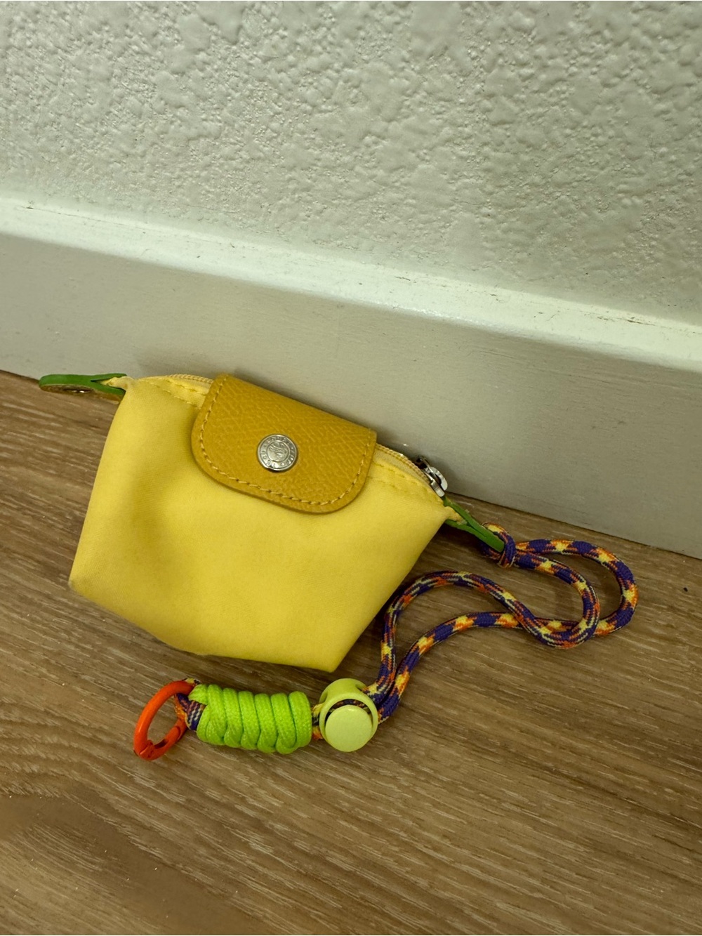 Longchamp Le Pliage Yellow Mini Pouch Coin Purse Bag Charm Accessory